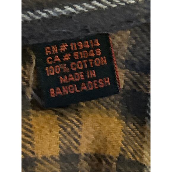 Wolverine Men's Button Down Brn Paid Flannel Shirt Long Sleeve XXL - Picture 7 of 7